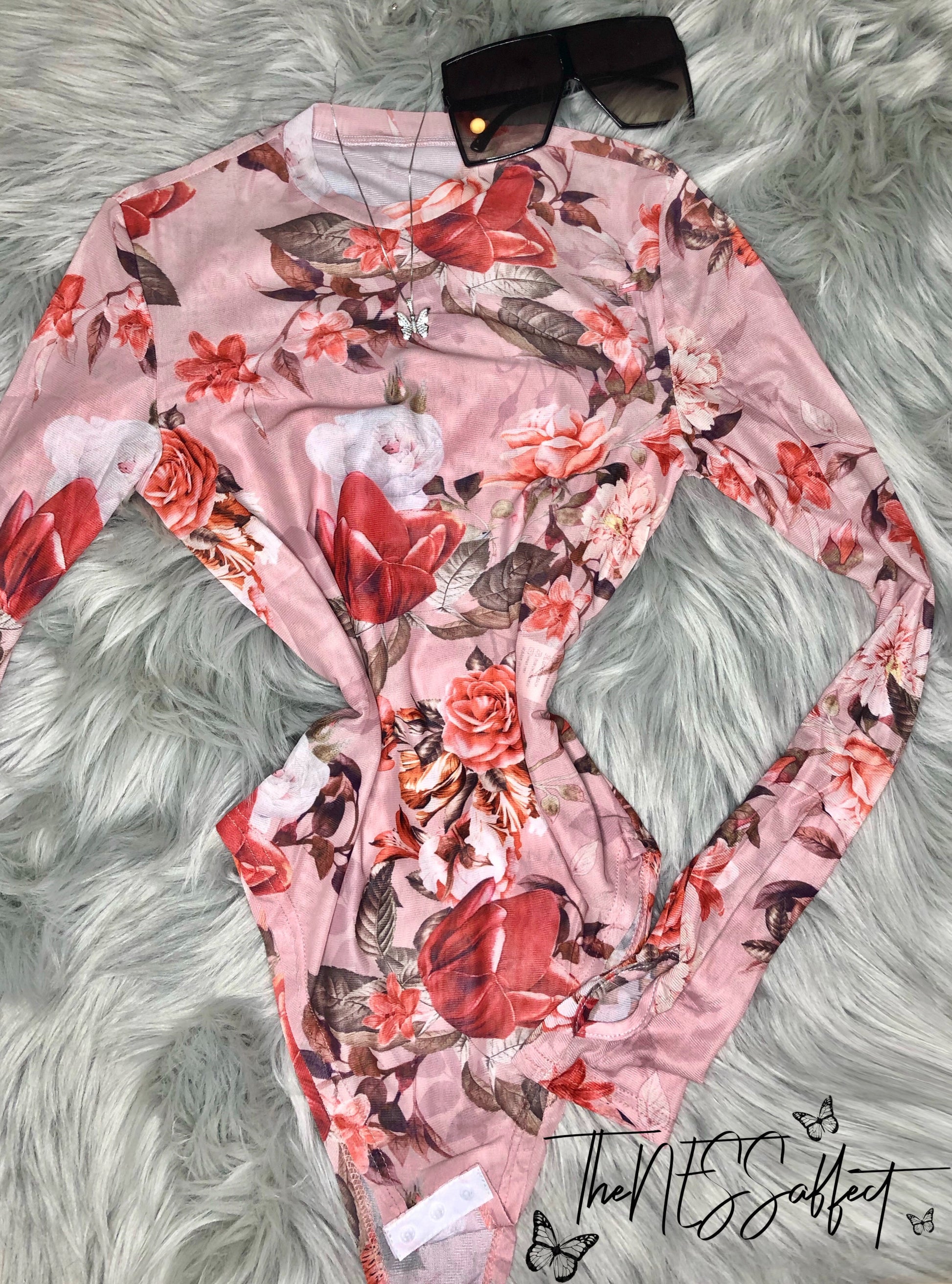 floral long sleeve body suit